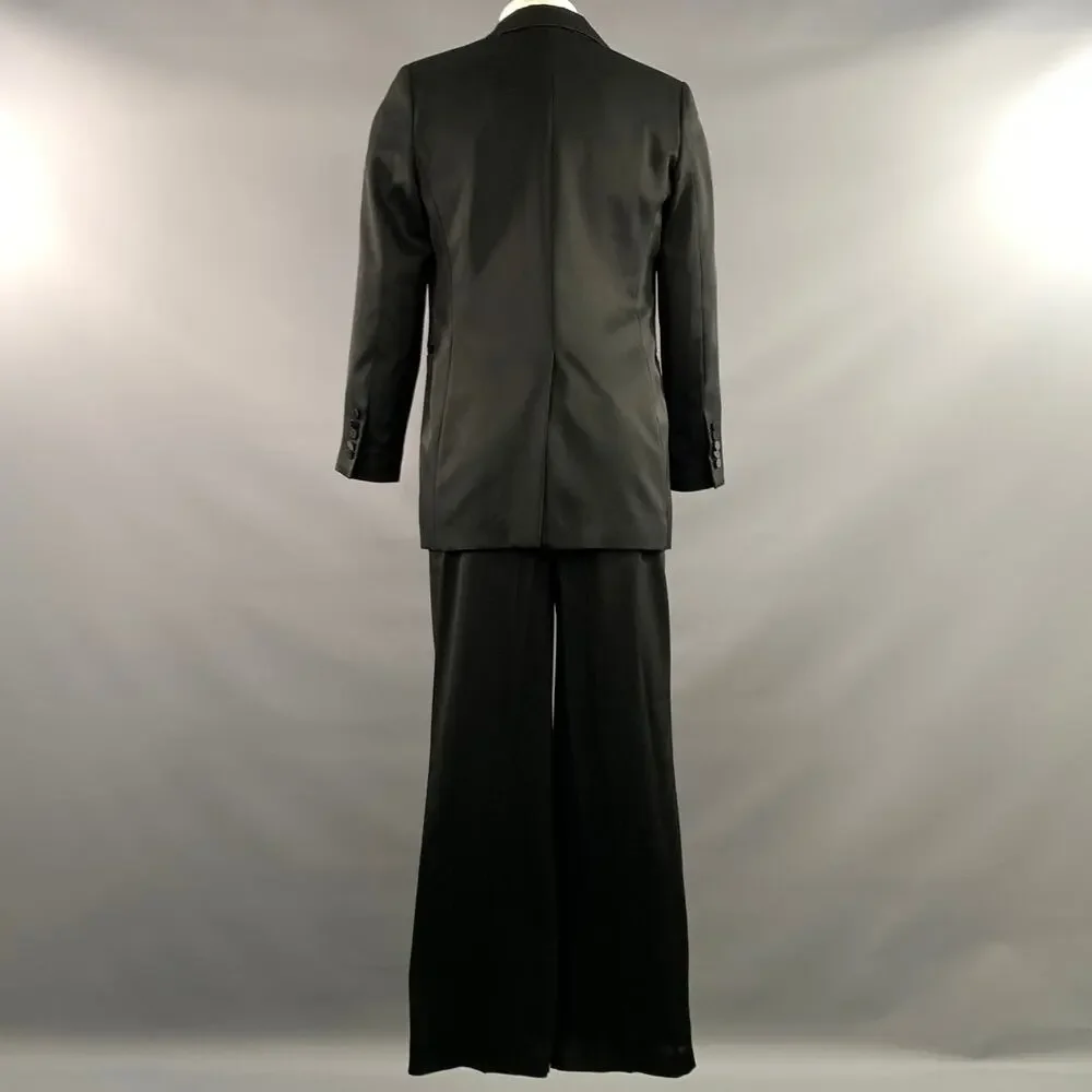 JOSEPH Chest Size 42 Black Solid Viscose Blend Notch Lapel 34 30 Tuxedo